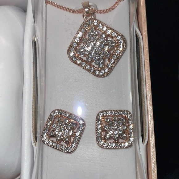 Rose Gold Stainless Steel Jewelry Set by Ellen Tracy - Picture 2 of 7